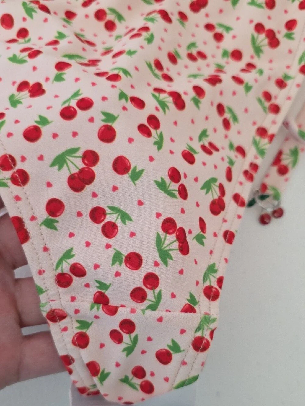 ASOS Peek & Beau Pink and Red Cherry and Hearts Print Tie-Side Bikini Bottoms